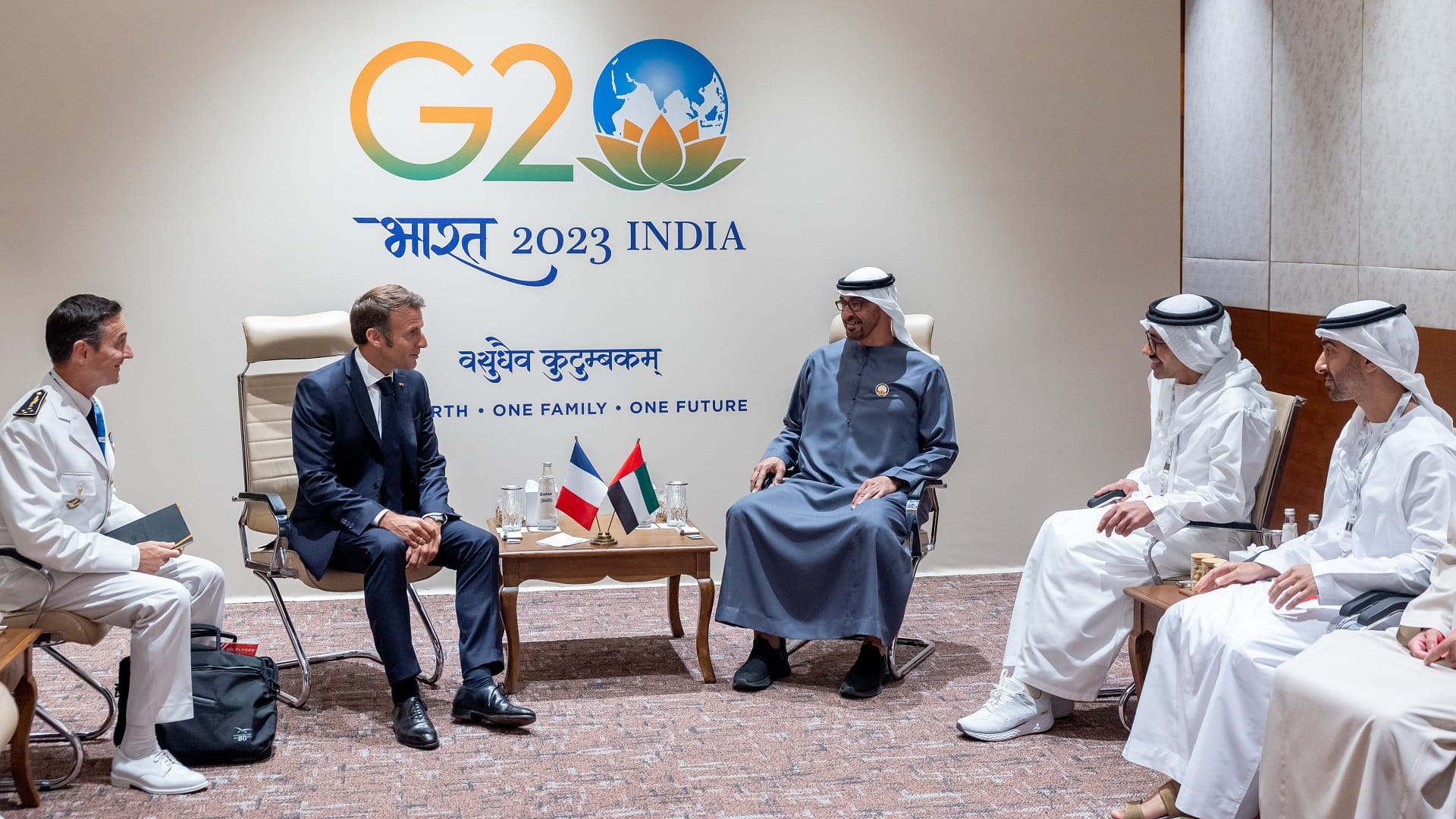 Image for the title: UAE President meets with world leaders at G20 Summit in New Delhi 