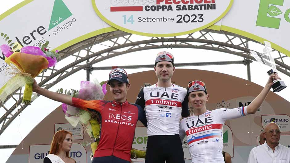 Image for the title: UAE Team Emirates secures 50th season victory at Coppa Sabatini 