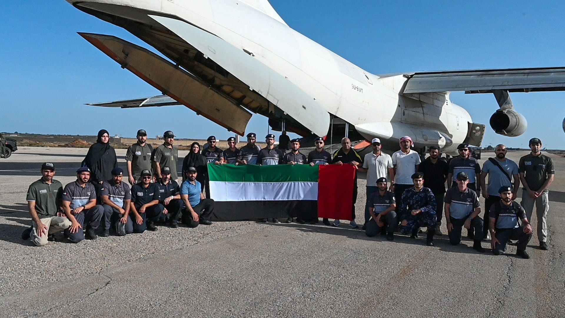 Image for the title: UAE DVI team arrives in Libya to identify victims of floods 