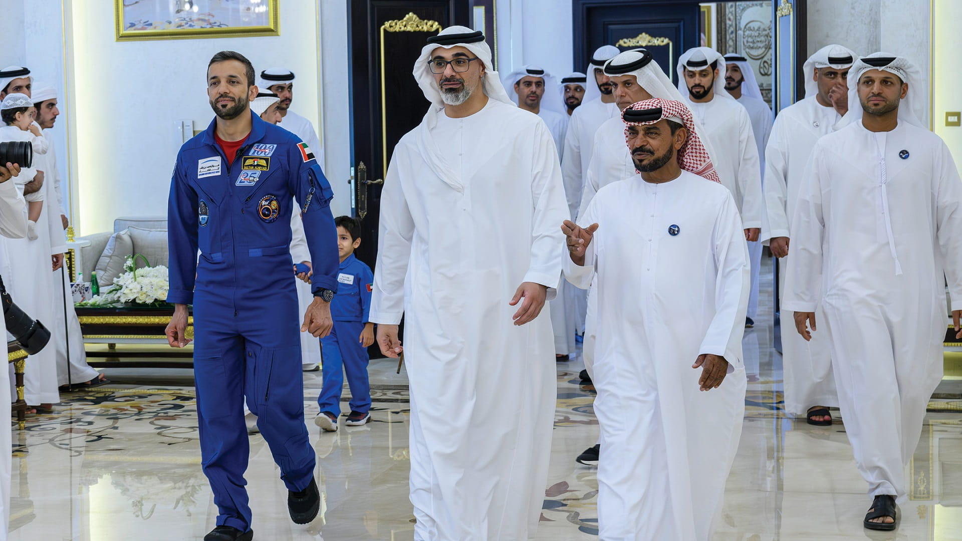 Image for the title: Khaled bin Mohamed attends reception for Sultan Al Neyadi 