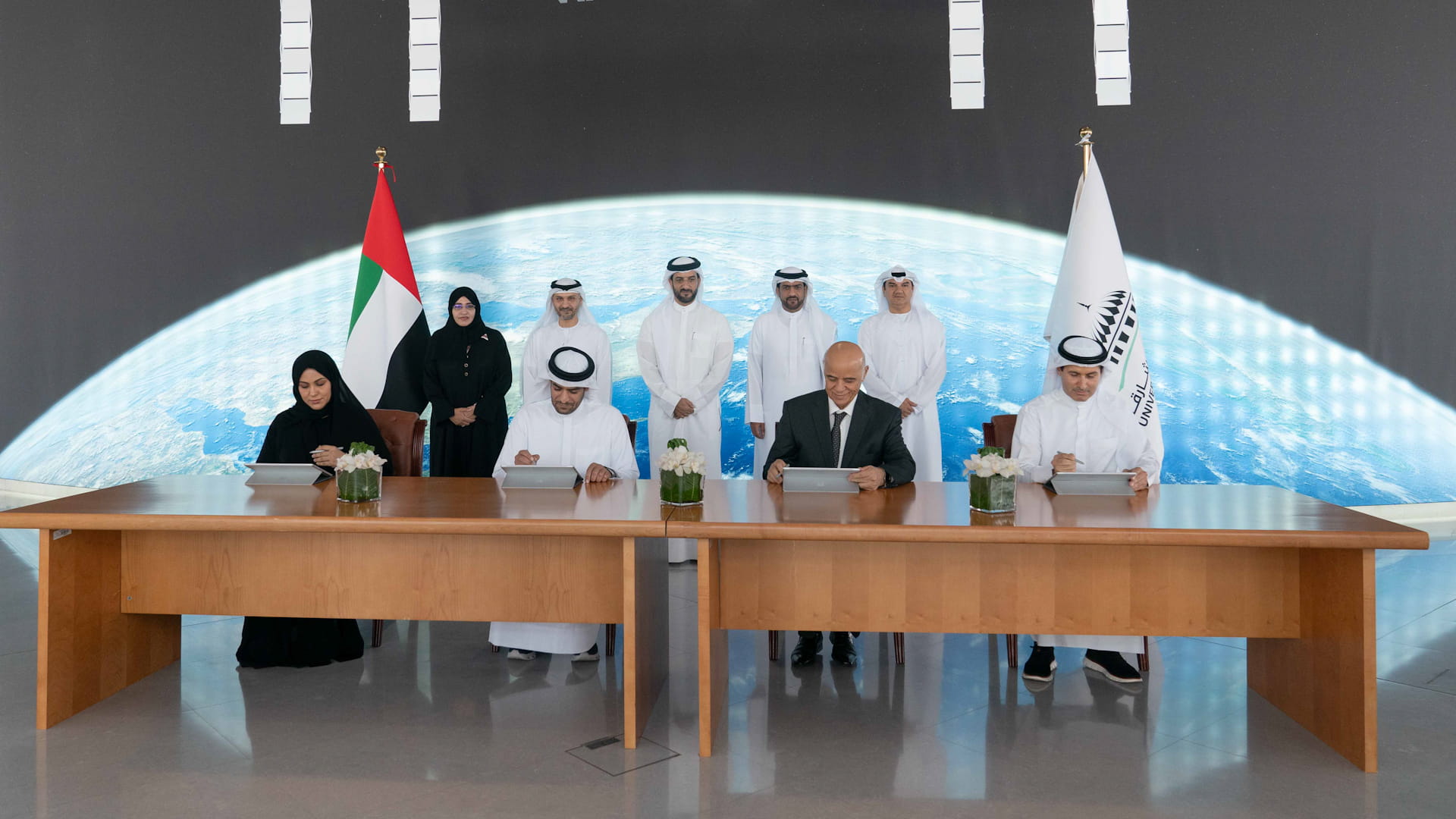 Image for the title: Sultan bin Ahmed witnesses agreement to implement 'Sharjah Sat-2' 