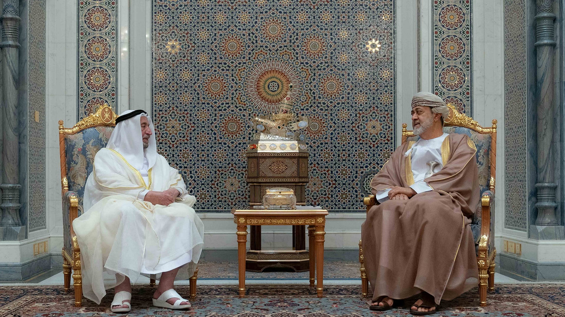 Image for the title: Sultan of Oman receives Sharjah Ruler in Muscat 