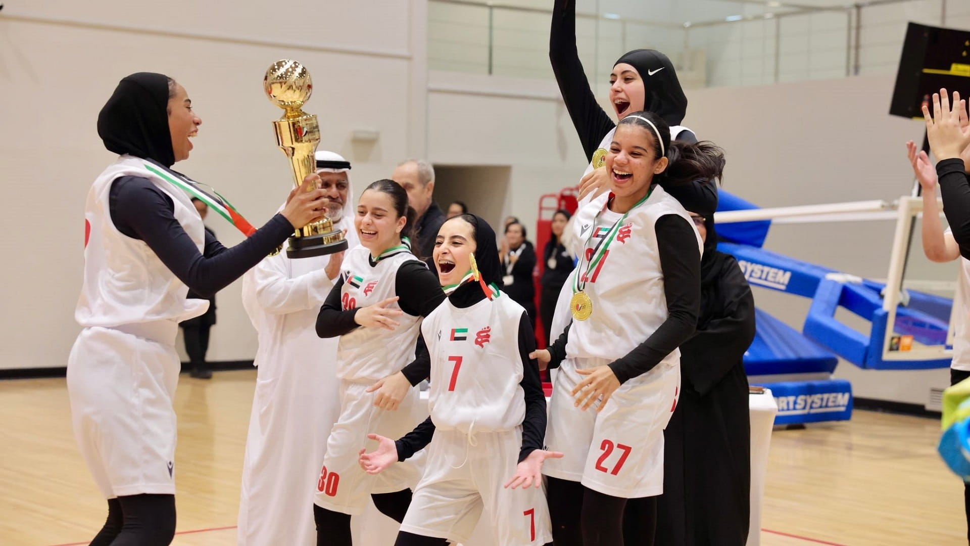 Image for the title: Sharjah A win title of Juniors and Youth Basketball League 