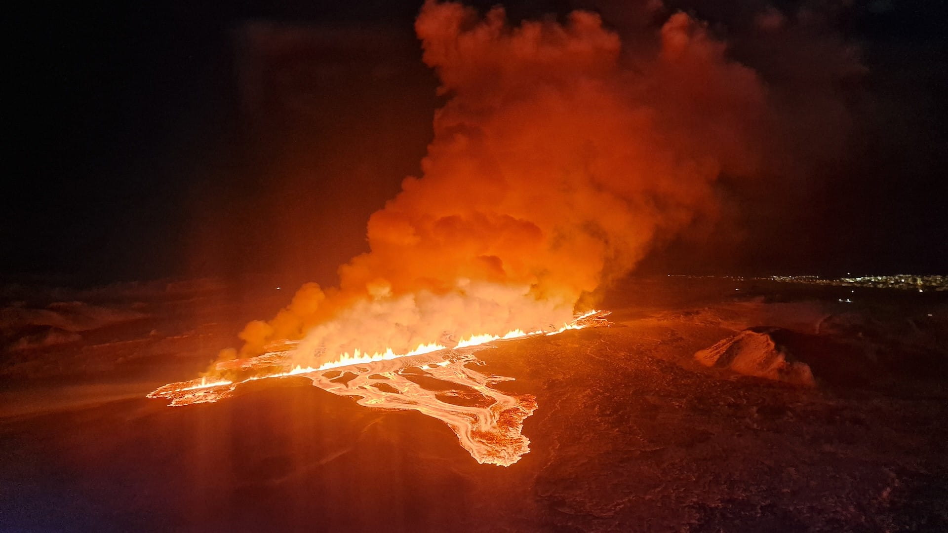 Image for the title: Volcano erupts in Iceland, sixth since December 