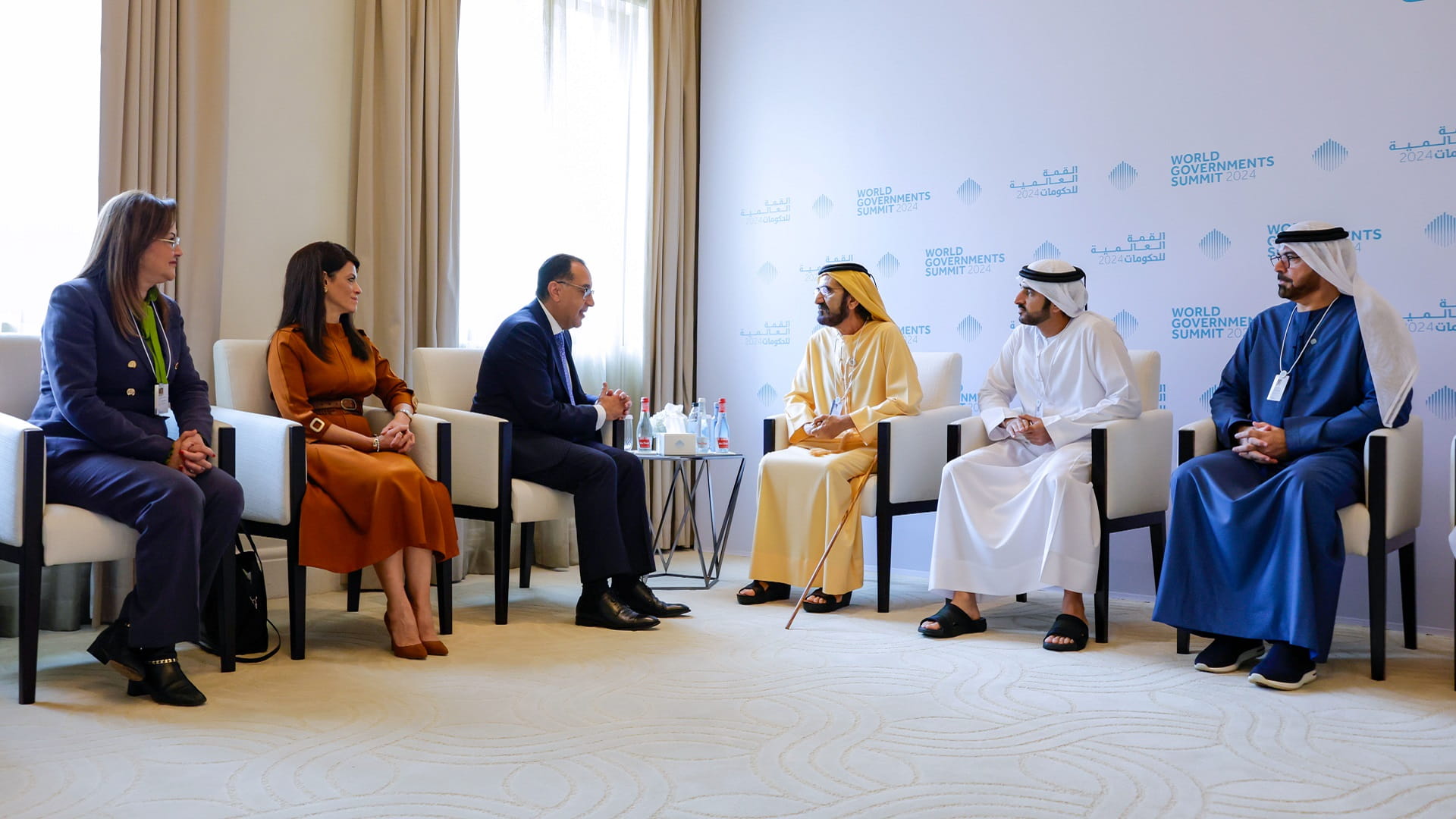 Image for the title: Mohammed bin Rashid meets Egypt’s Prime Minister during WGS 