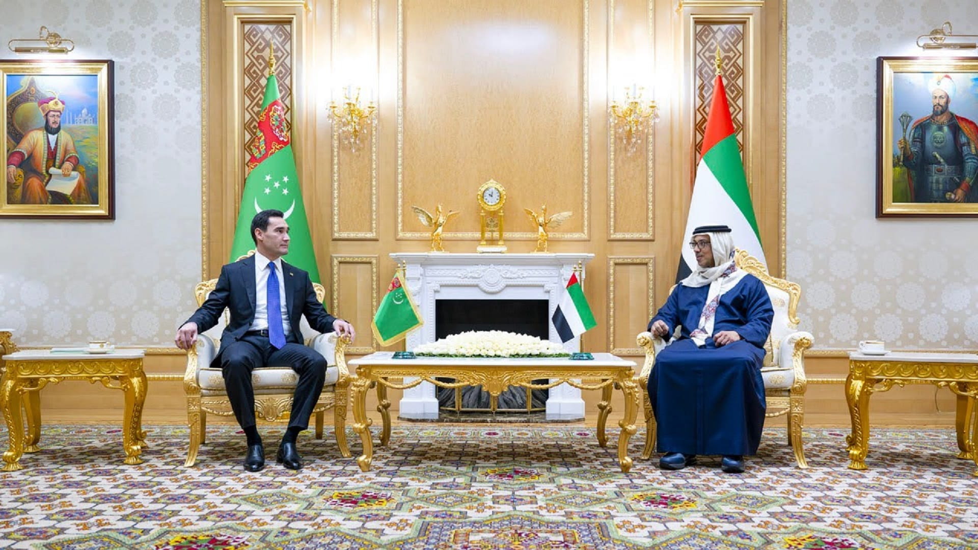 Image for the title: Mansour bin Zayed, Turkmen Pres. discuss enhancing cooperation  