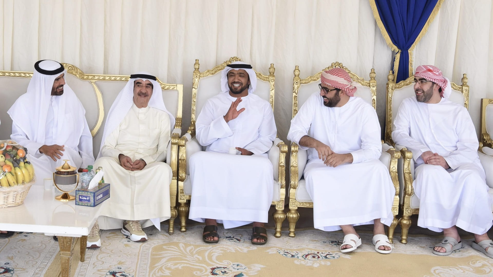 Image for the title: UAQ Ruler hosts luncheon for guests of 18th Camel Racing Festival 