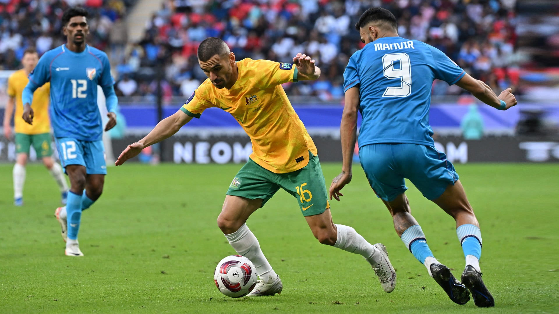 Image for the title: Australia cruise past India in Asian Cup group opener 