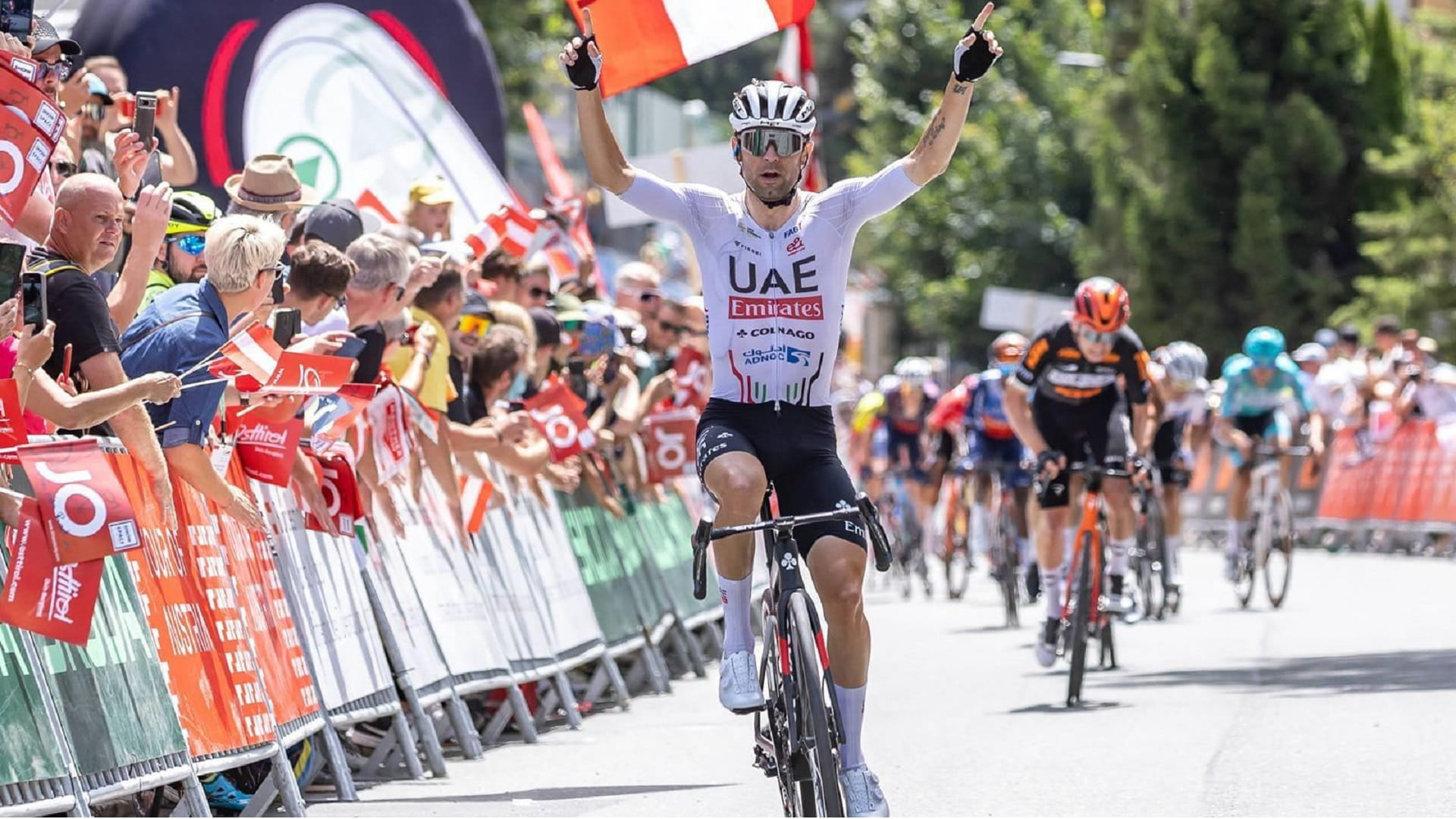 Image for the title: UAE Team rider Diego Ulissi wins third stage of Tour of Austria 