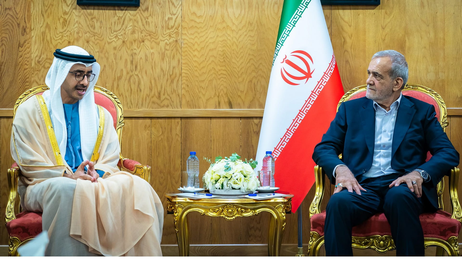 Image for the title: Iranian President, Abdullah bin Zayed discuss bilateral relations 