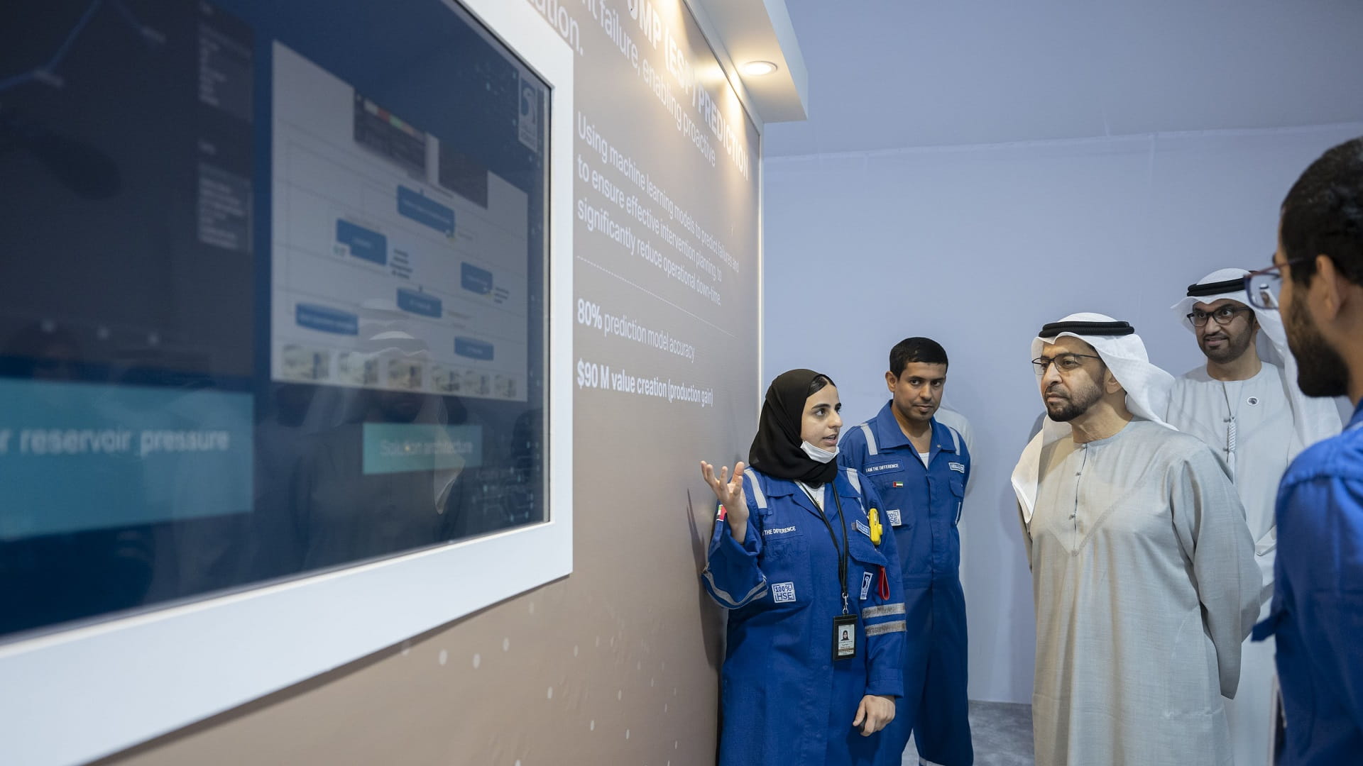 Image for the title: Hamdan bin Zayed visits Bu Hasa field 