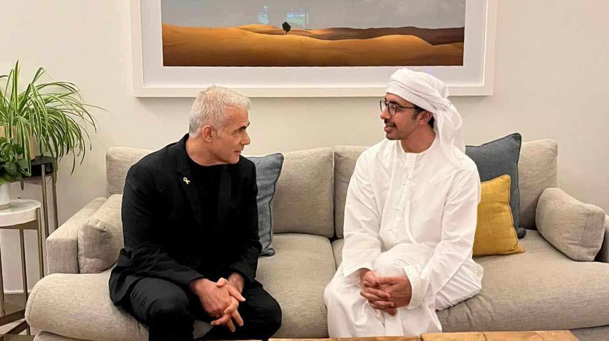 Image for the title: Abdullah bin Zayed meets Israel's Leader of the Opposition 