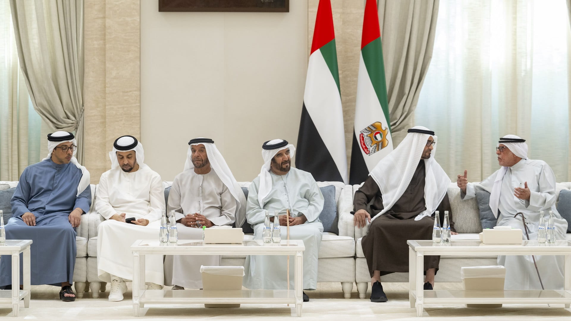 Image for the title: UAE Pres. accepts condolences on passing of Tahnoun bin Mohammed  