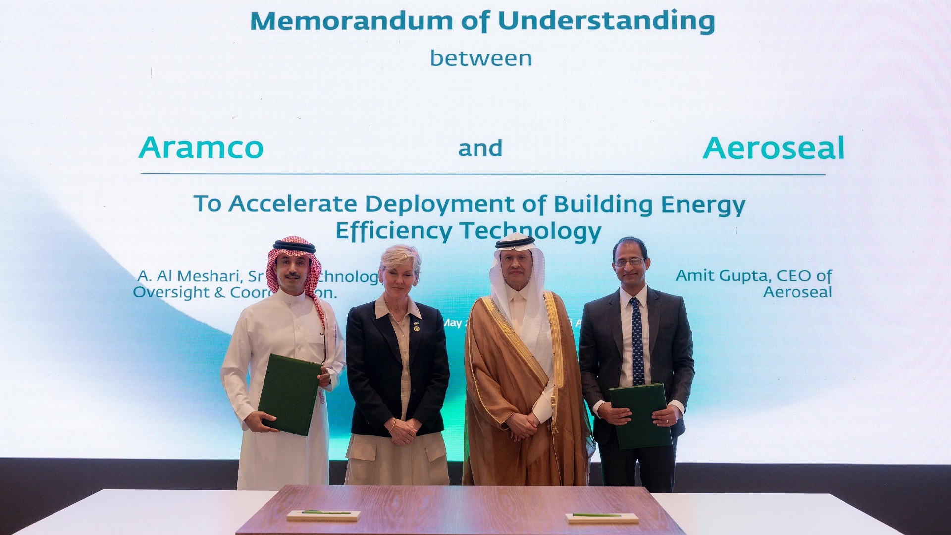 Image for the title: Aramco inks 3 MoUs with US firms for green energy solutions 