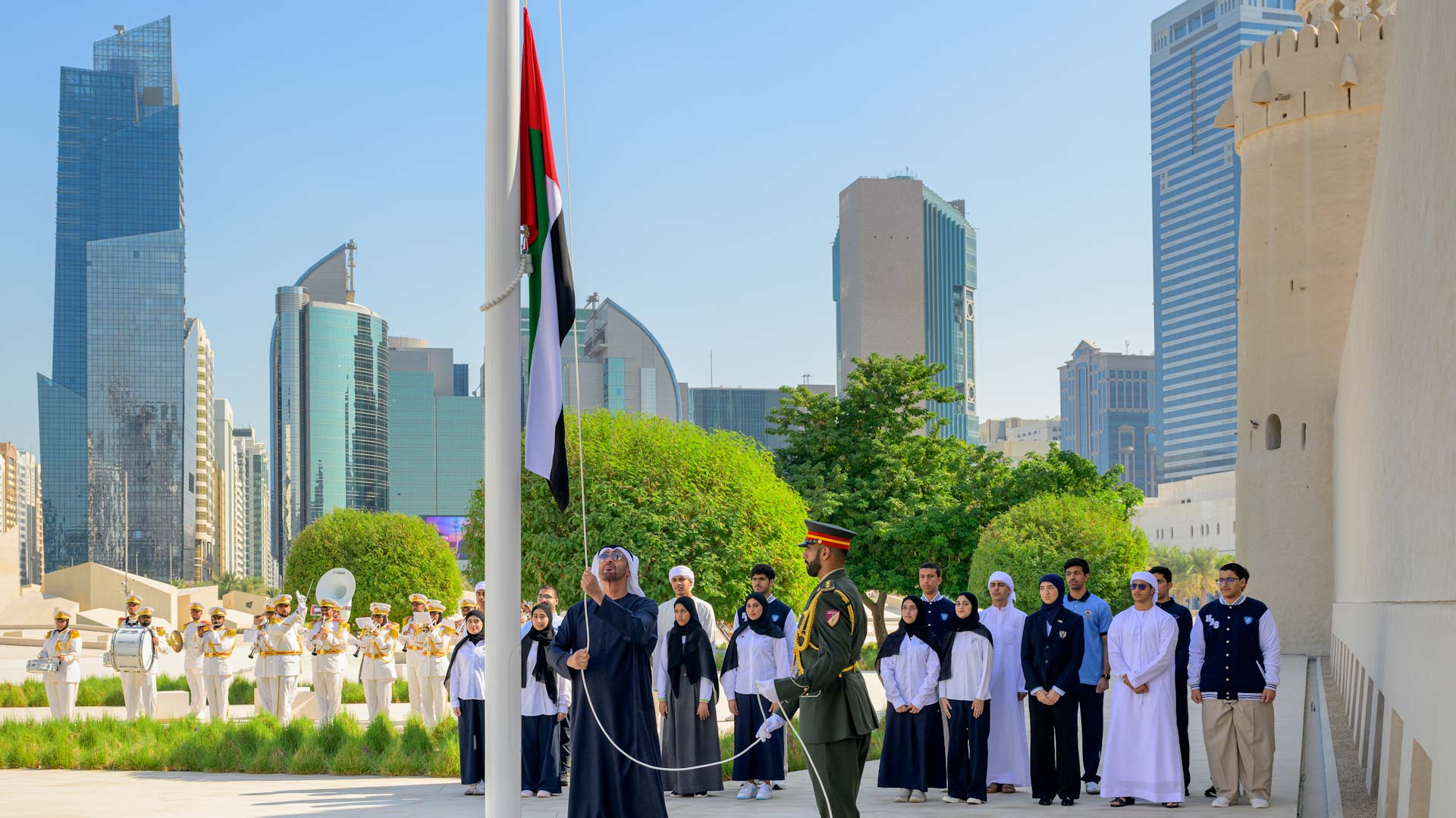 Image for the title: UAE President marks Flag Day at Qasr Al Hosn in Abu Dhabi 