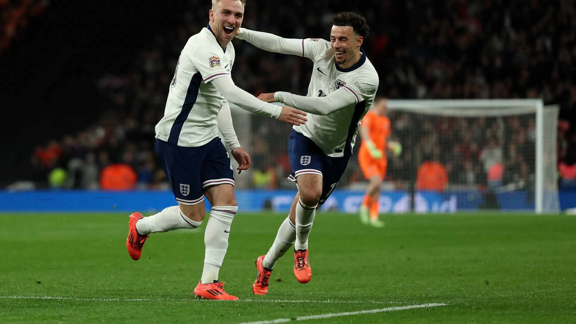 Image for the title: England's team advances to top tier in UEFA Nations League 