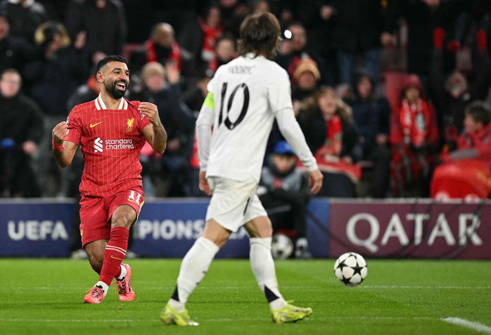 Image for the title: Liverpool hands Real Madrid another defeat in Champions League 