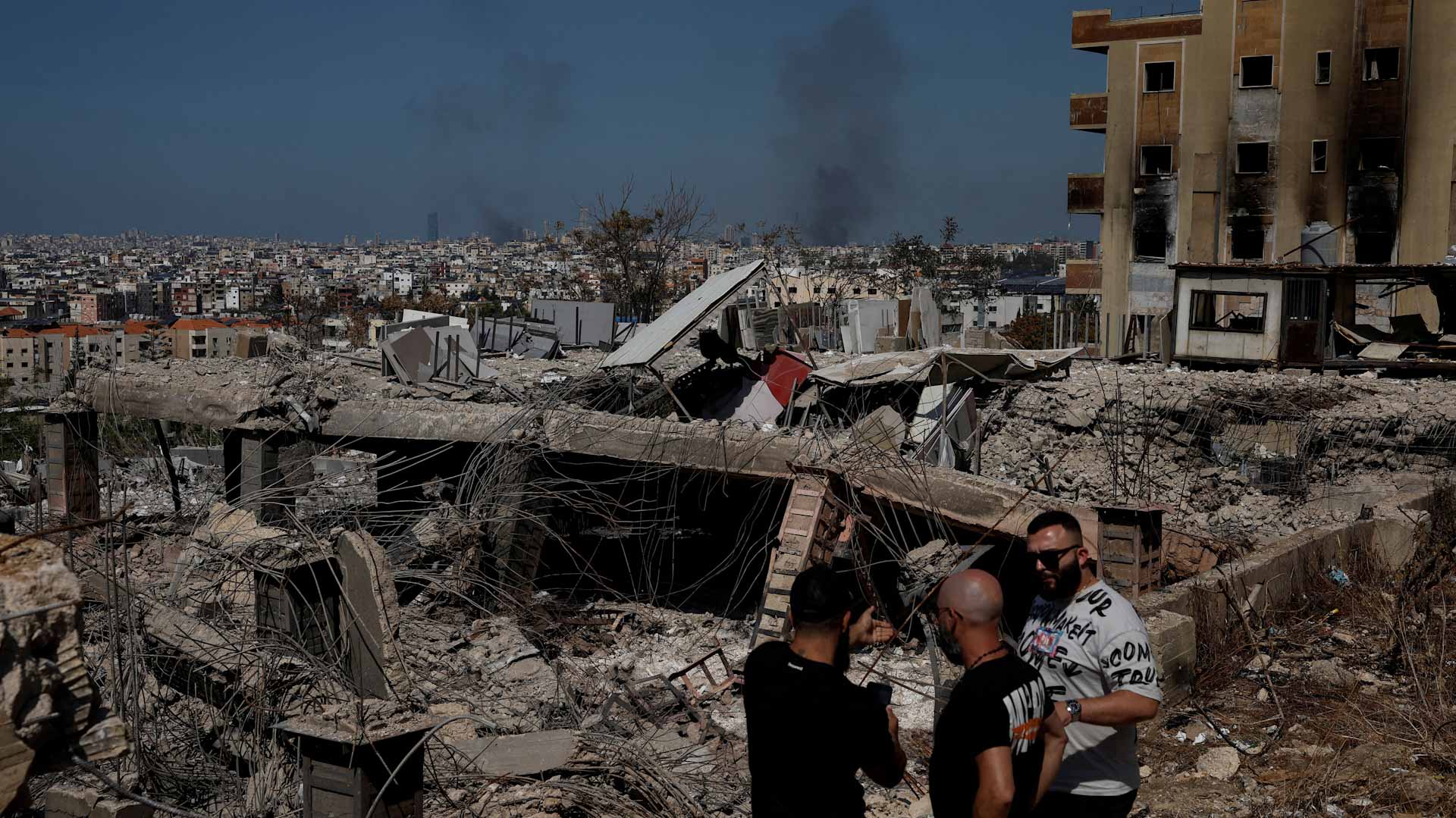 Image for the title: Israel bombards Beirut after deadliest West Bank strike in decades 