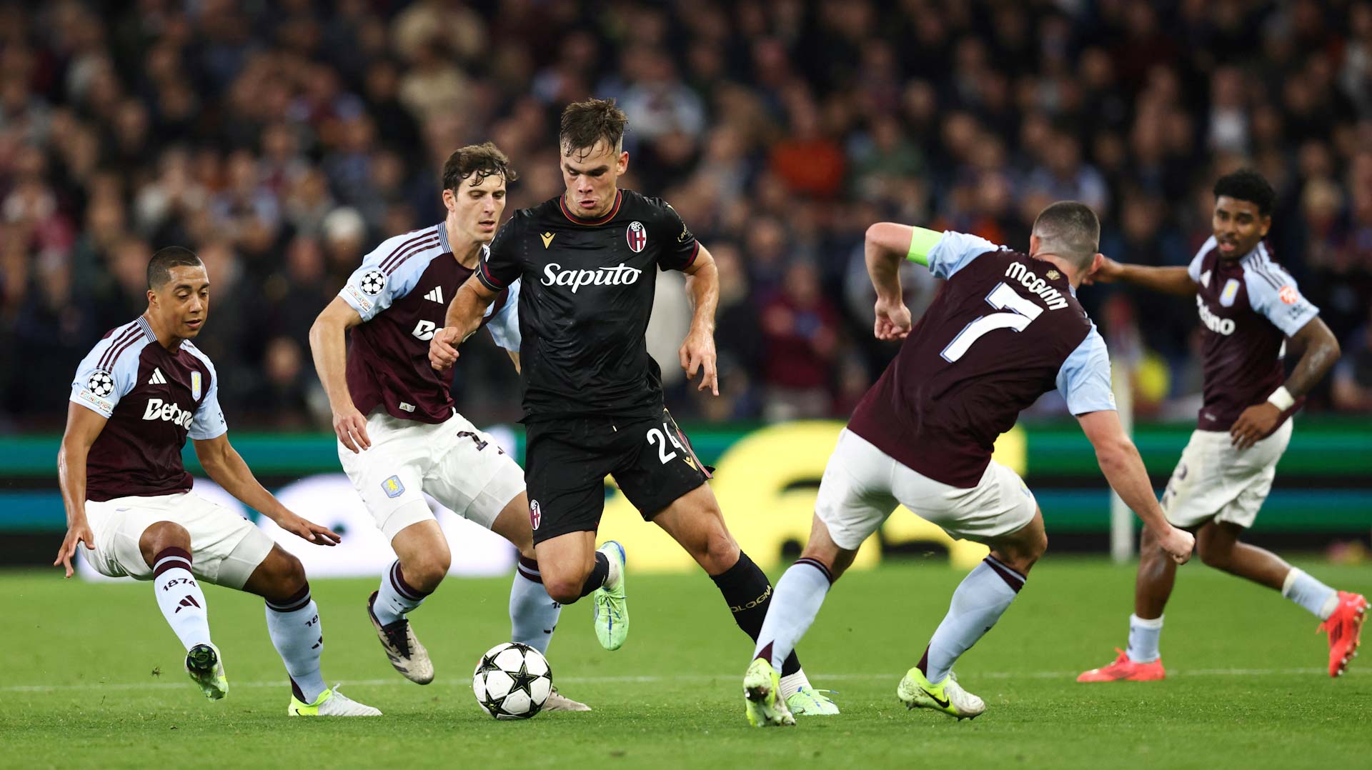 Aston Villa beat Bologna to go top of the Champions League 