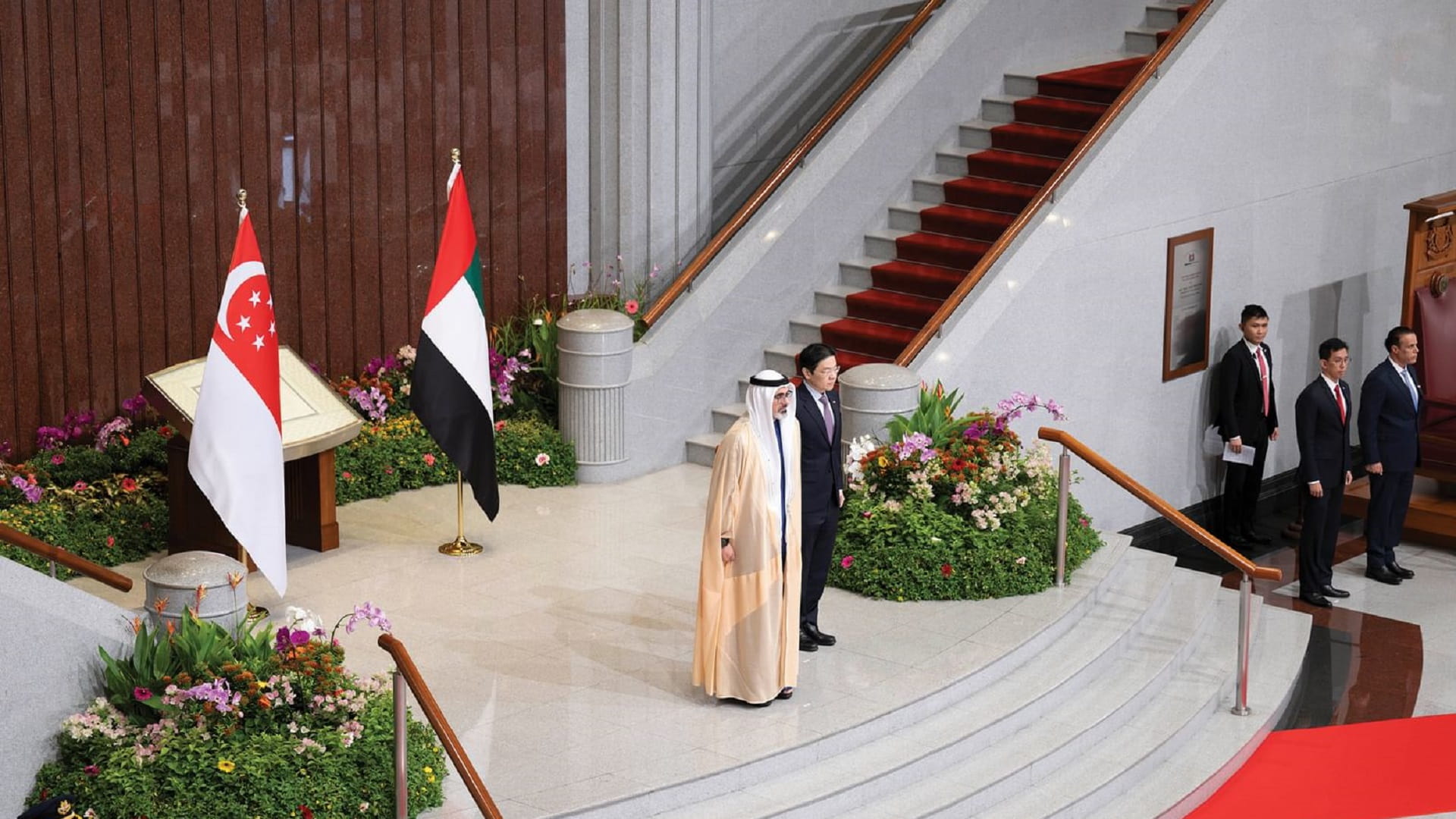 Crown Prince of Abu Dhabi arrives at Singapore Parliament House 