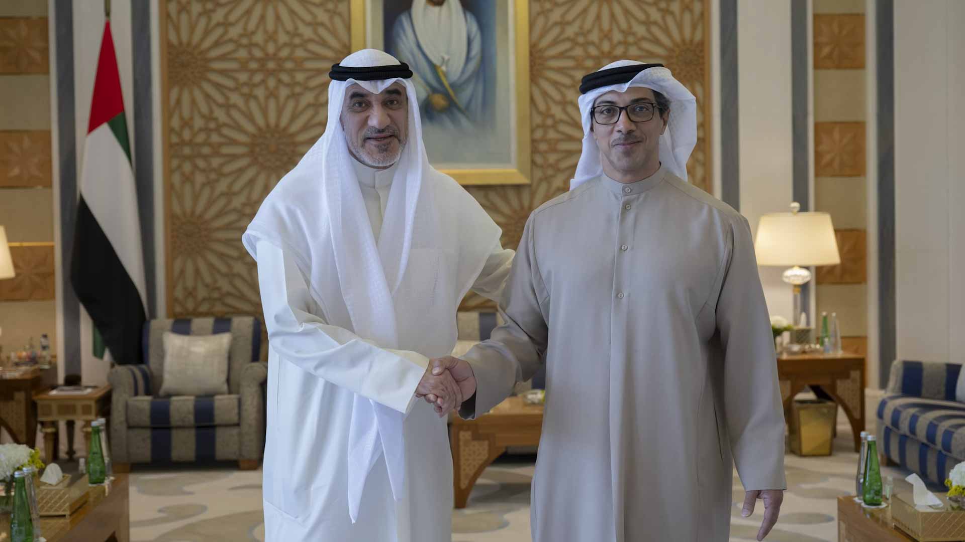 Image for the title: Mansour bin Zayed, First Deputy PM of Kuwait discuss relations 