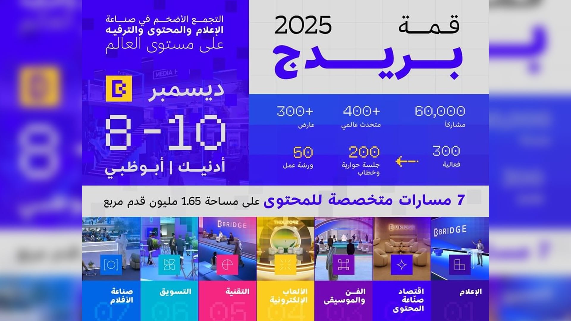 قمة "بريدج" تنطلق غداً.. الإمارات تعيد رسم مستقبل الإعلام العالمي 