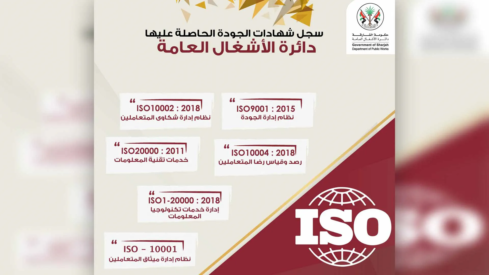 Department of Public Works in Sharjah renews ISO for IT 
