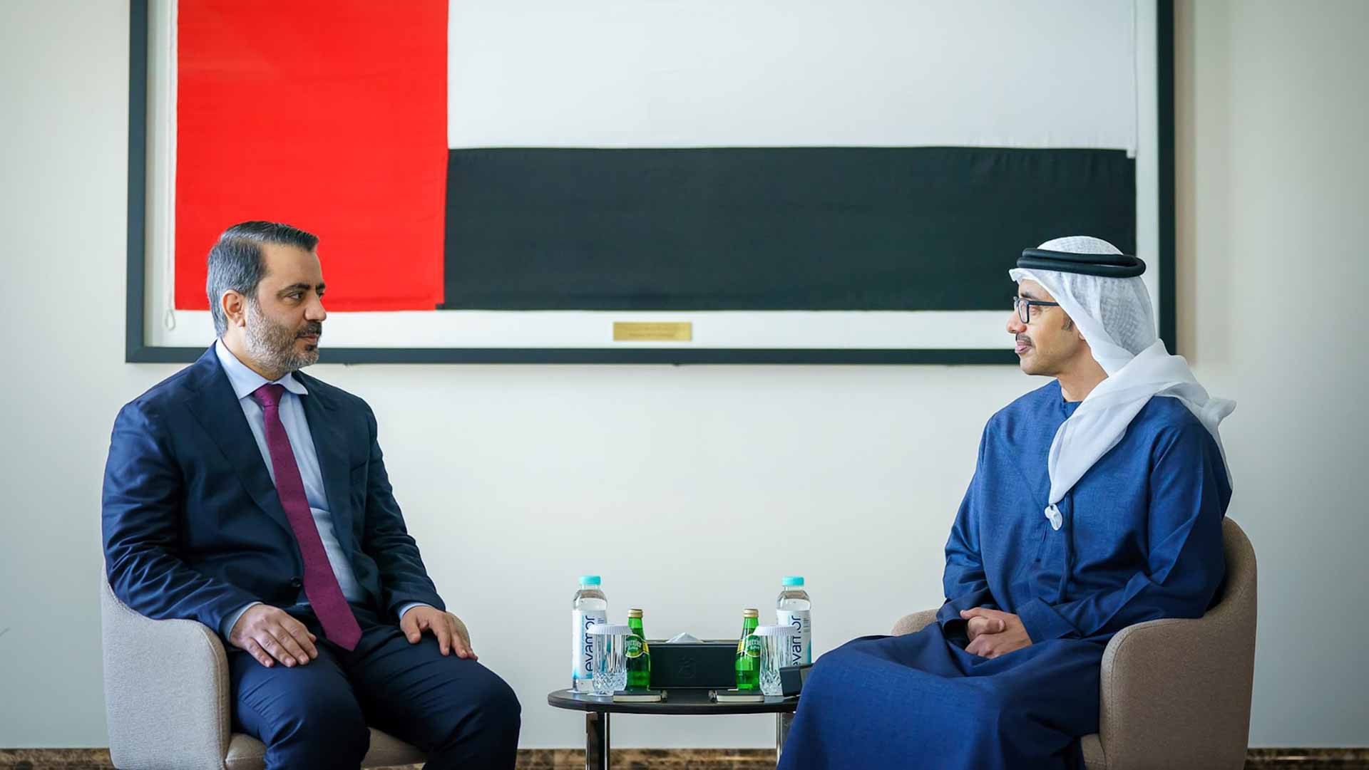 Abdullah bin Zayed receives Asaad Al-Shibani 