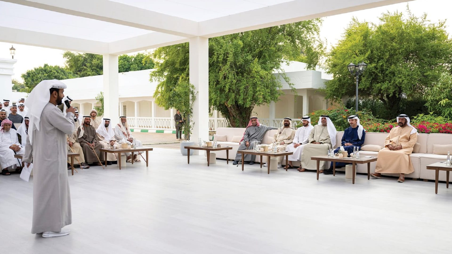 Hazza bin Zayed receives sheikhs, officials at Al Maqam Palace 