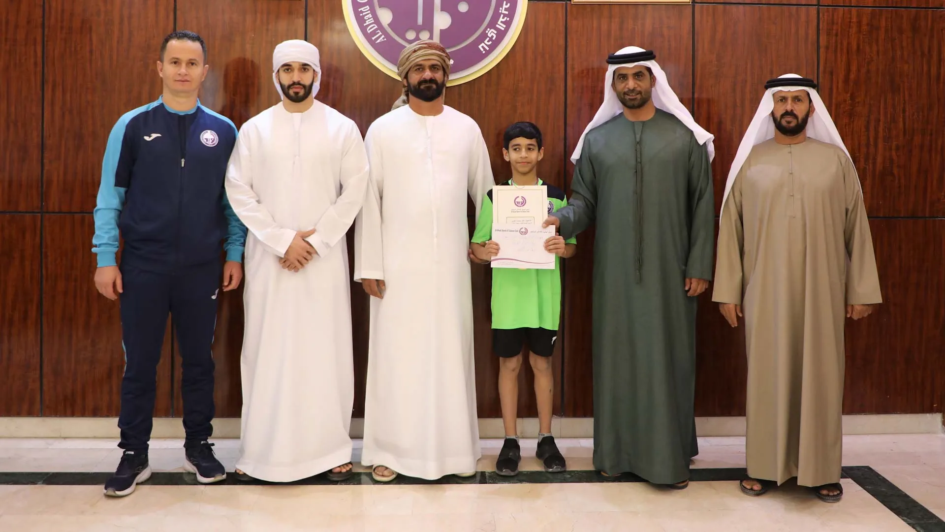 Al Dhaid Club honours player for Winning First Place in UAE Running Cup 