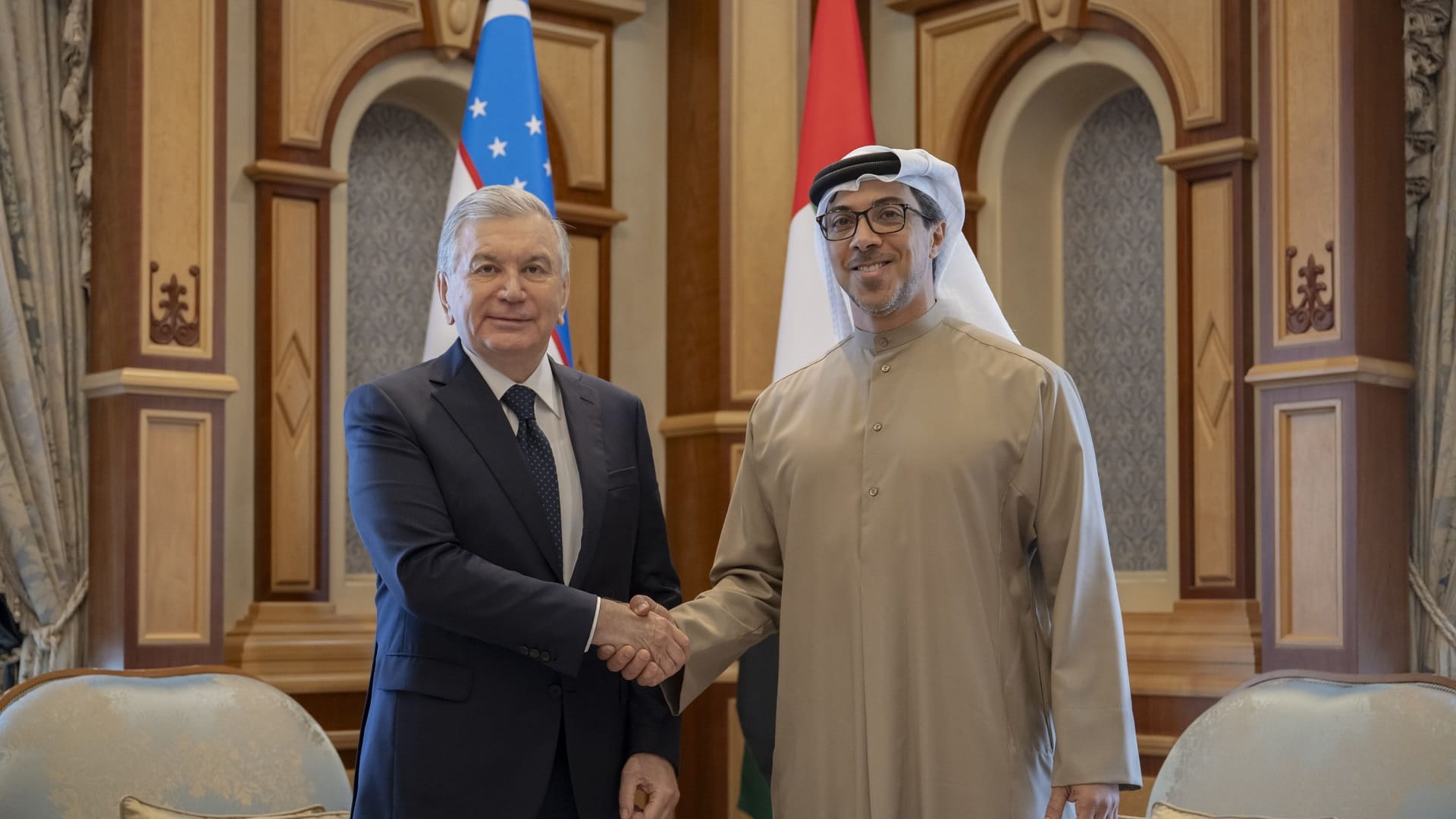 Mansour bin Zayed, Uzbek President discuss cooperation 