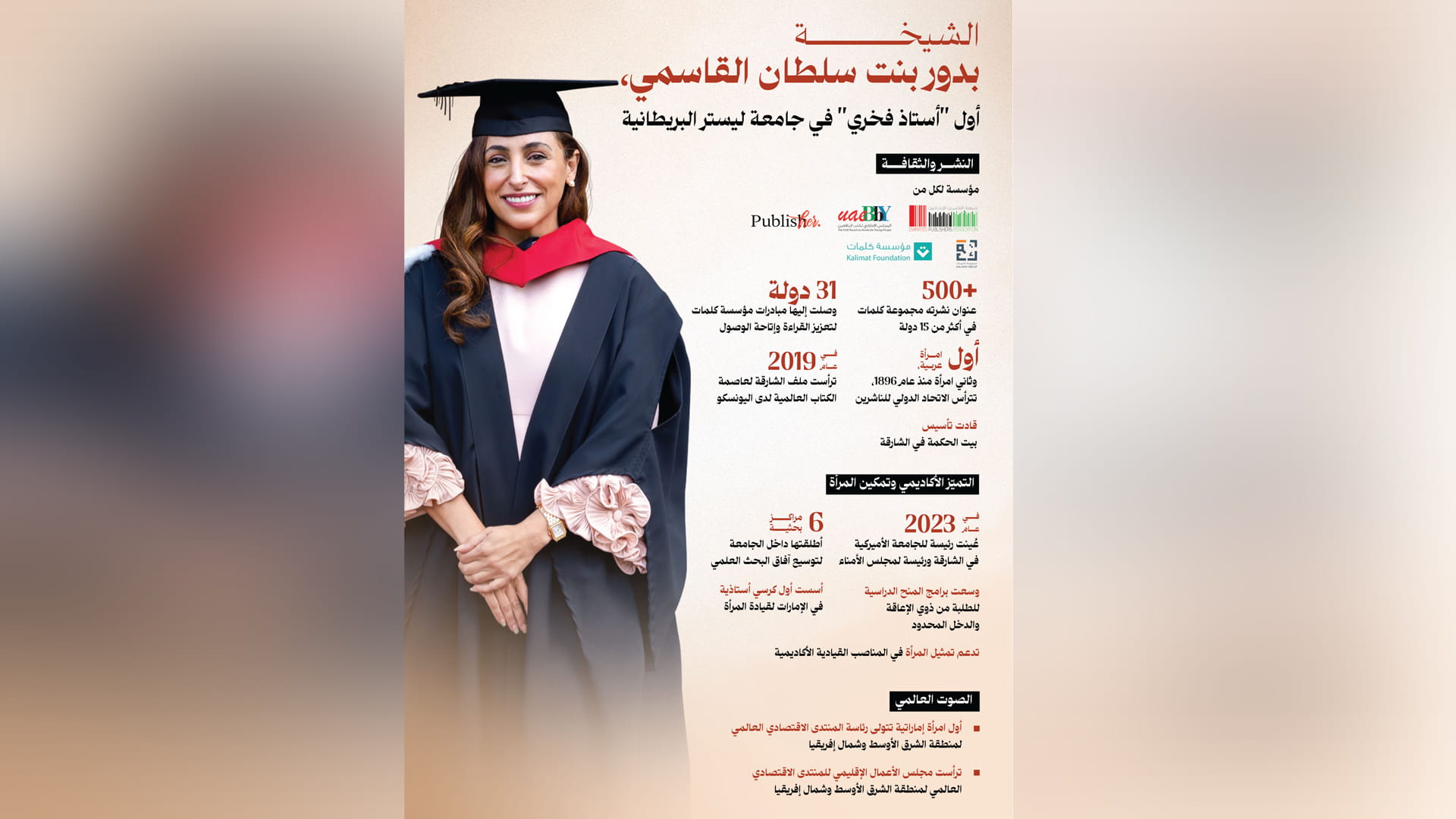 بدور القاسمي تحصل على أول لقب "أستاذ فخري" تمنحه جامعة ليستر