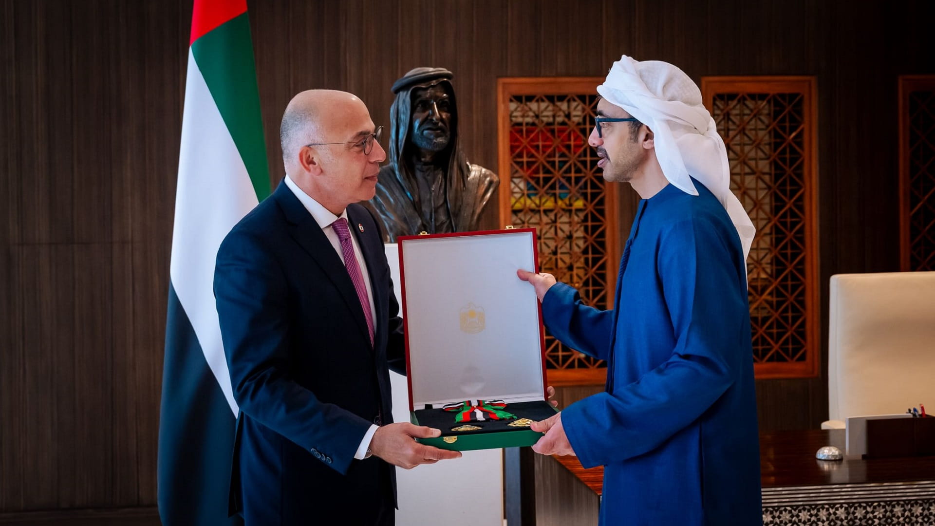 UAE Pres. Awards Lebanese Amb. First Class Order of Independence