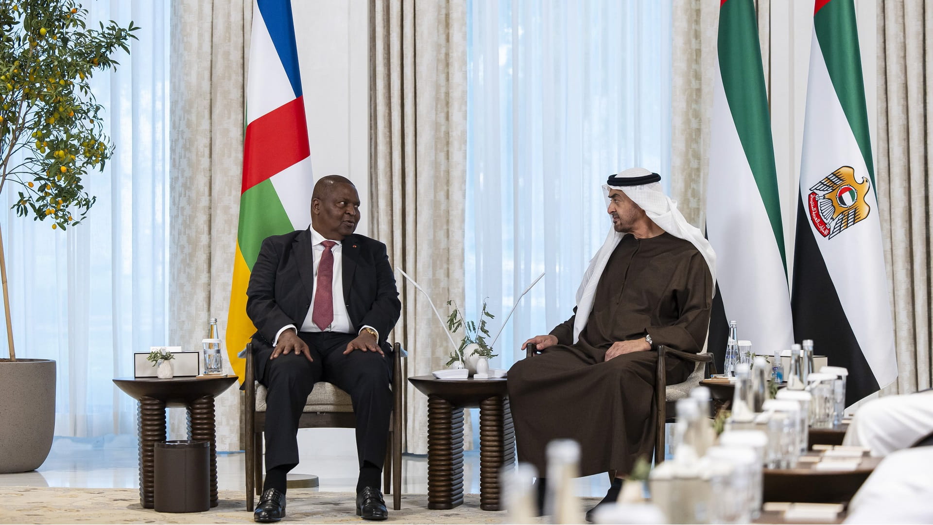 Mohamed bin Zayed, Central African President discuss cooperation 