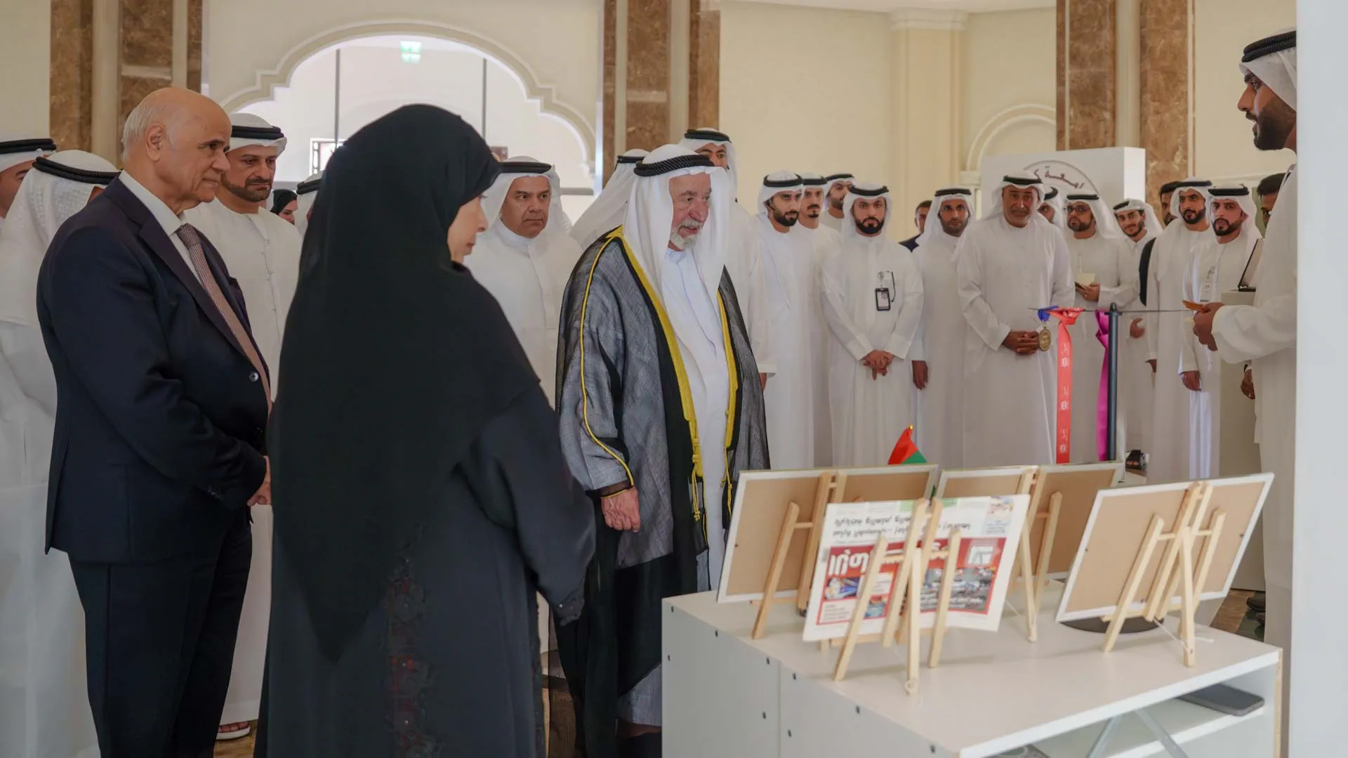 Sharjah Ruler is interviewed the students projects at the event
