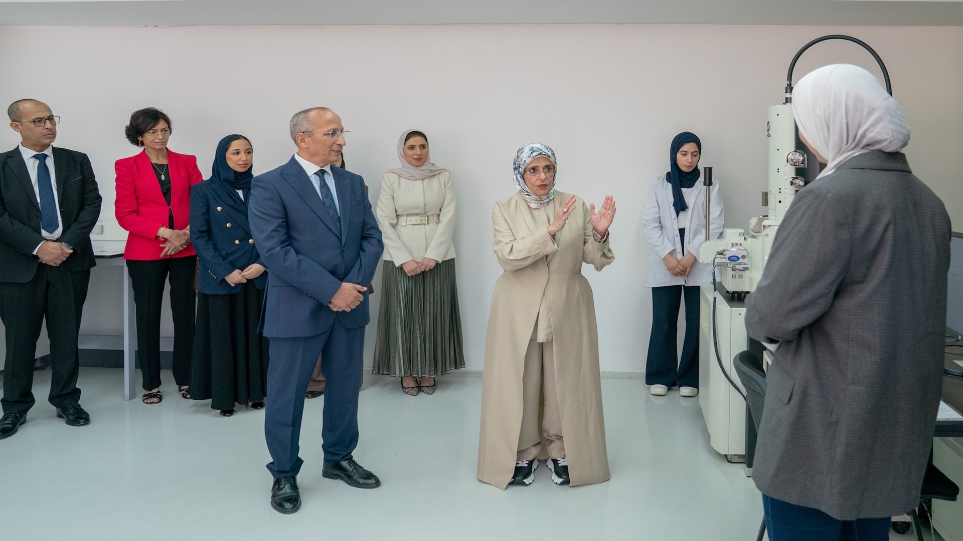 Shiekha Jawaher listening to speech during her visit