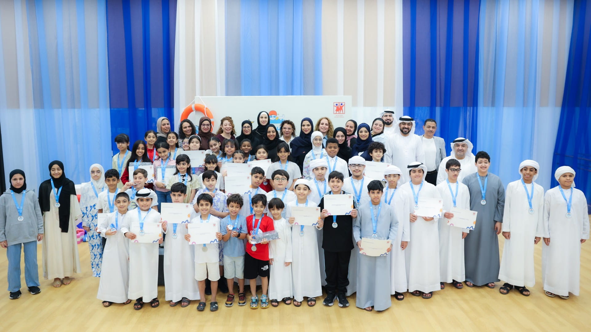 Image for the title: Sharjah Children celebrates Professional Swimming Pool Project 