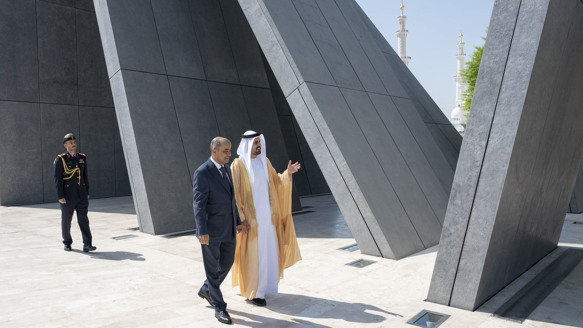 Theyab bin Mohamed receives Yemeni PM at Wahat Al Karama