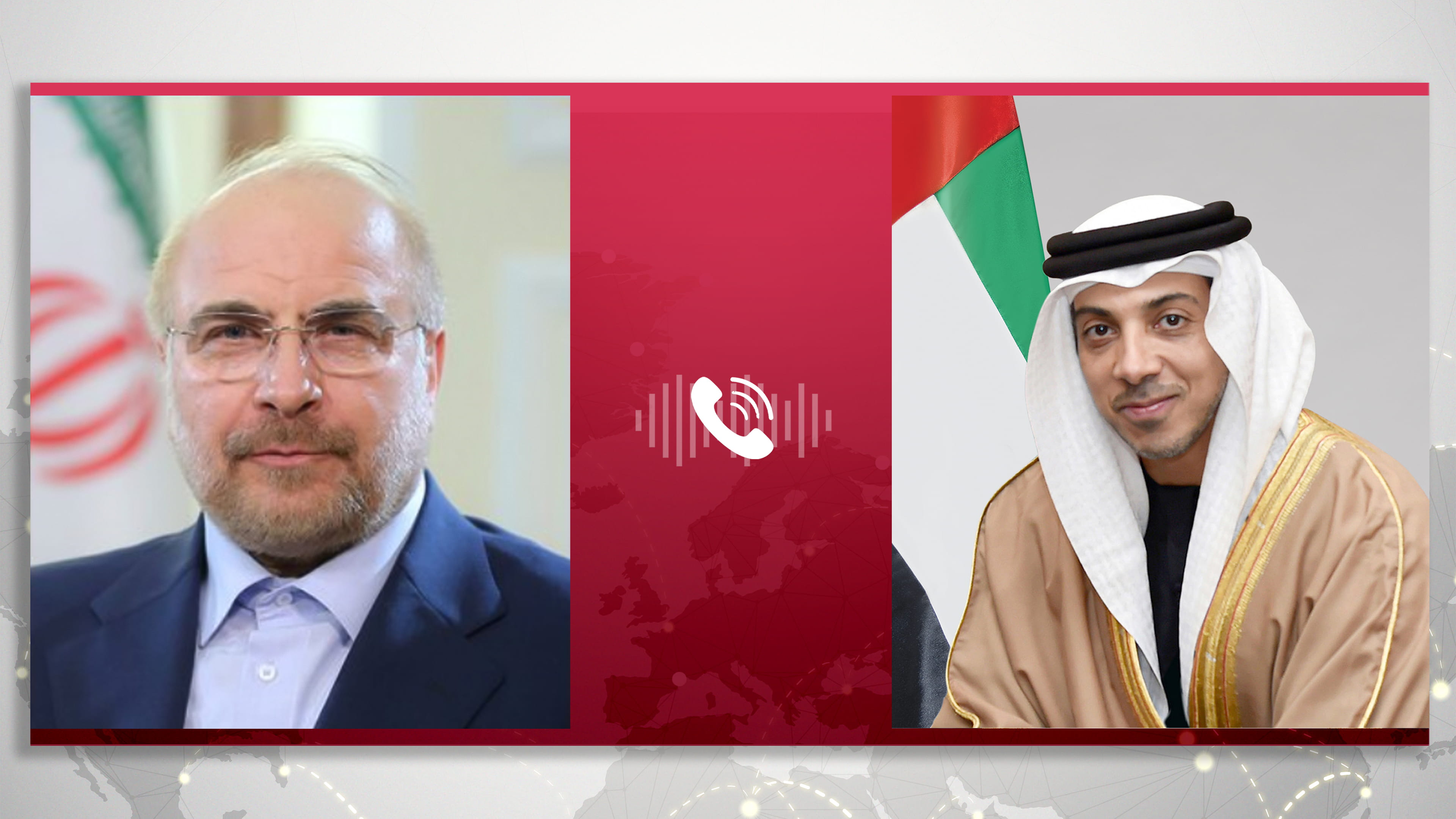 منصور بن زايد يبحث مع محمد باقر قاليباف سبل خفض التصعيد في المنطقة 