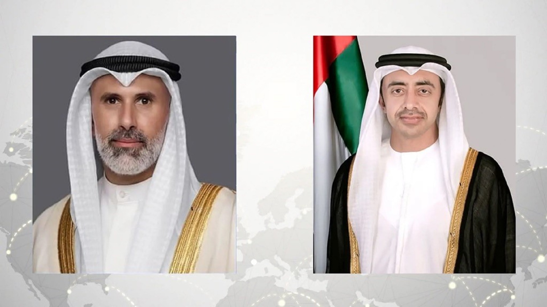 عبد الله بن زايد يتلقى اتصالاً هاتفياً من وزير خارجية الكويت 