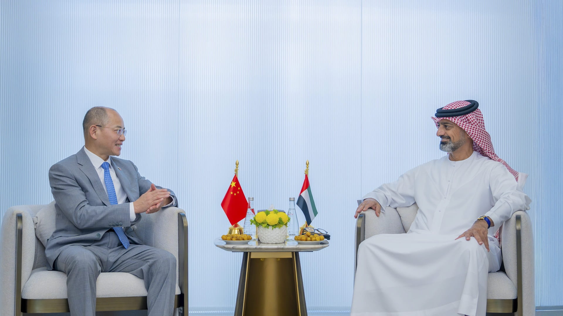 Ammar bin Humaid receives Chinese Ambassador to UAE