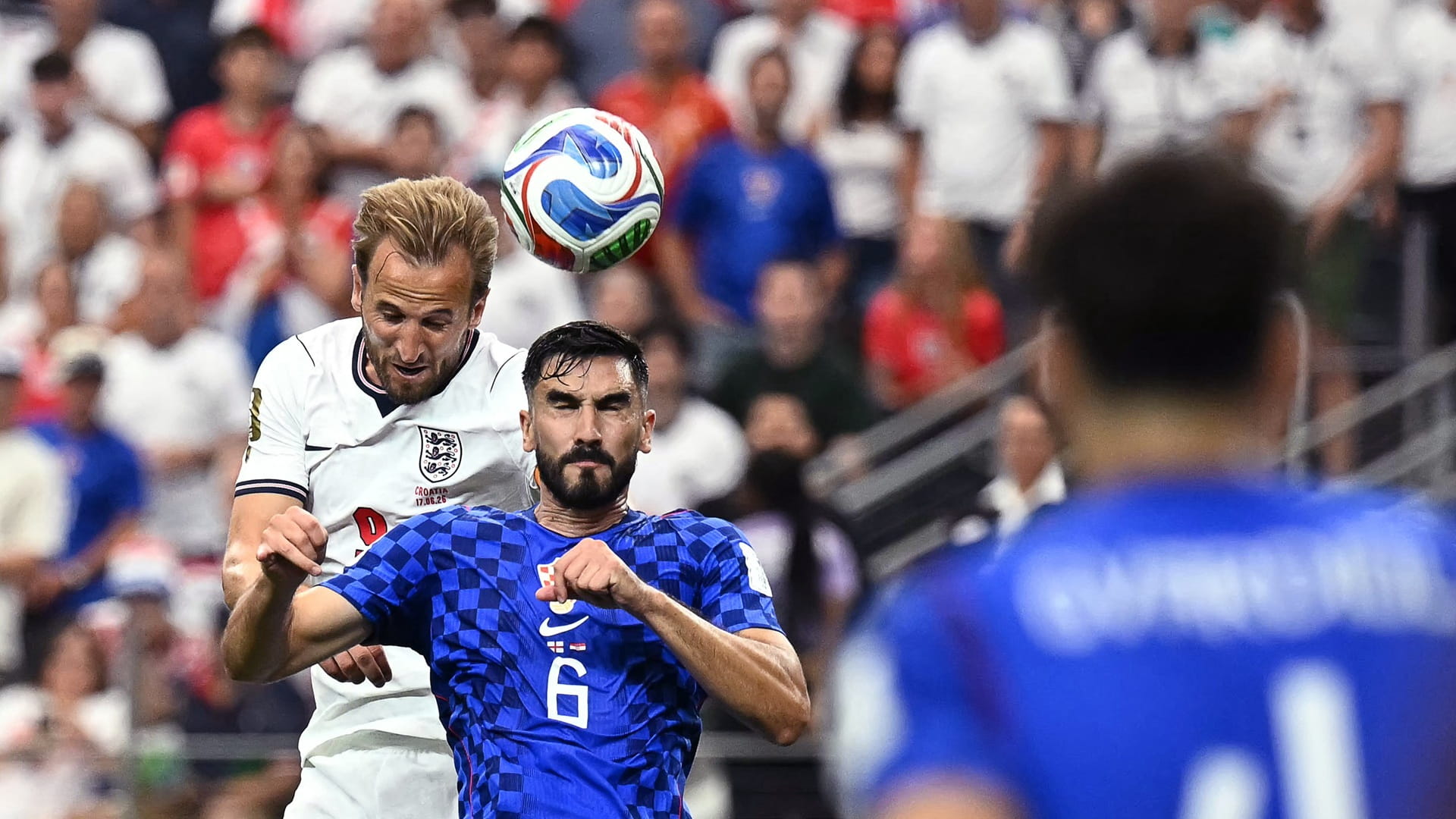 Image for the title: Kane scores twice as England beat Croatia in World Cup 