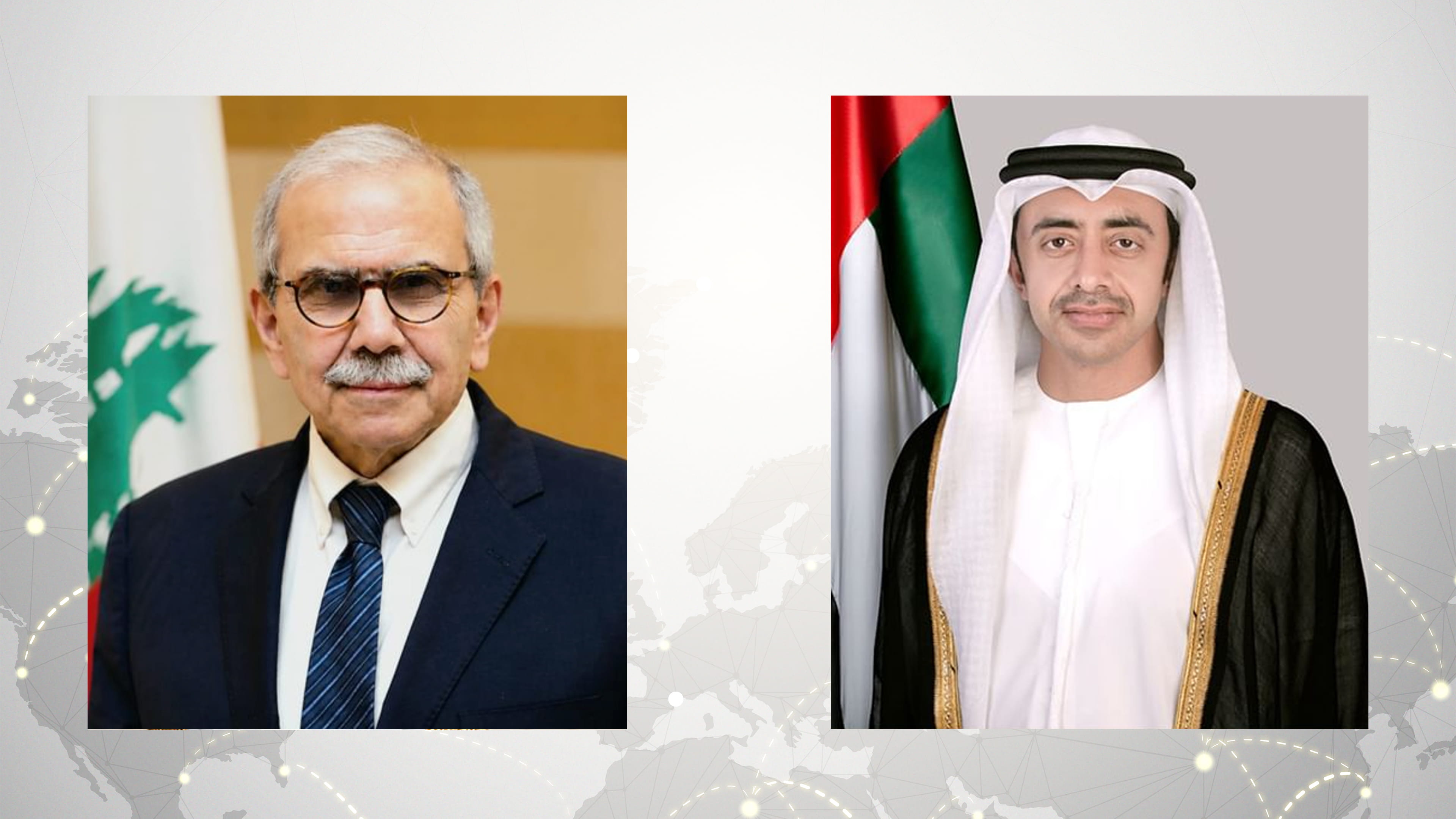 هاتفياً.. عبدالله بن زايد ونواف سلام يبحثان التطورات في لبنان