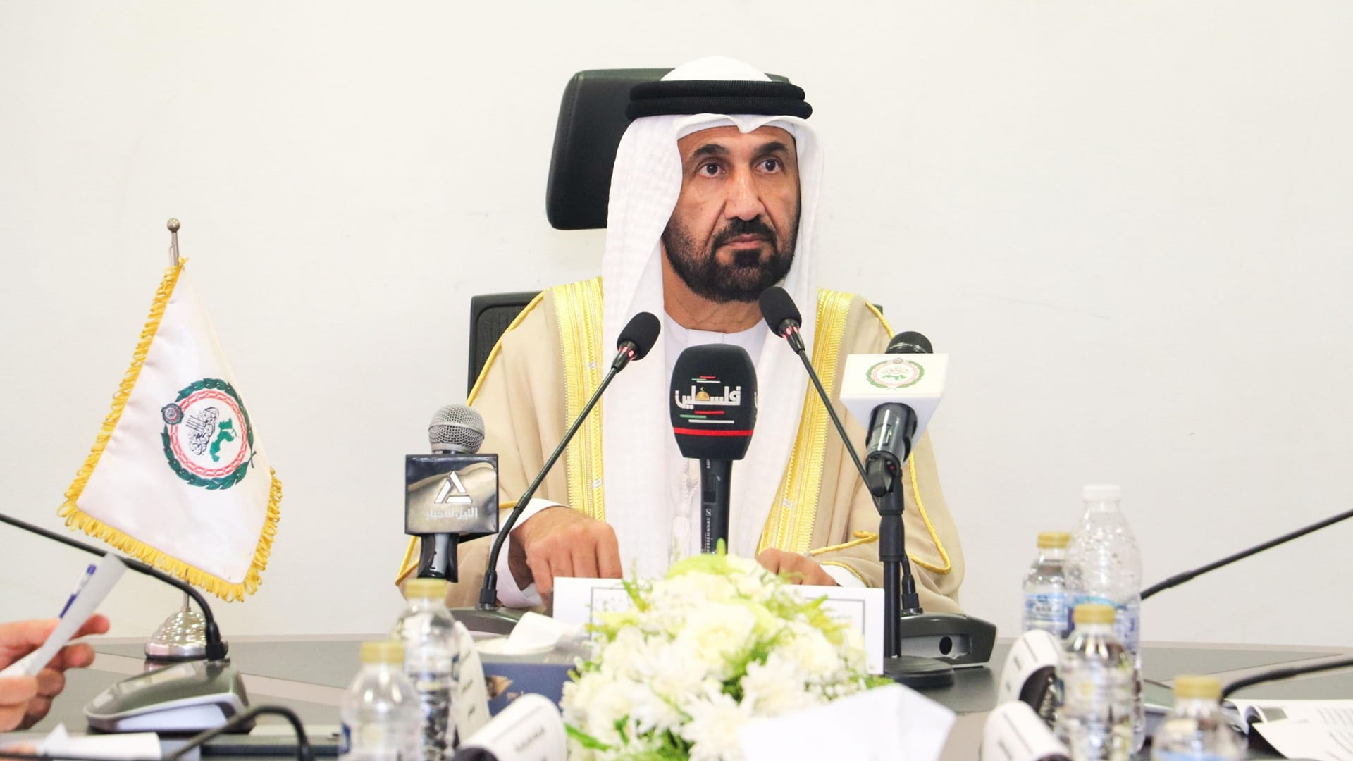معالي محمد بن أحمد اليماحي رئيس البرلمان العربي خلال كلمته في الاجتماع 