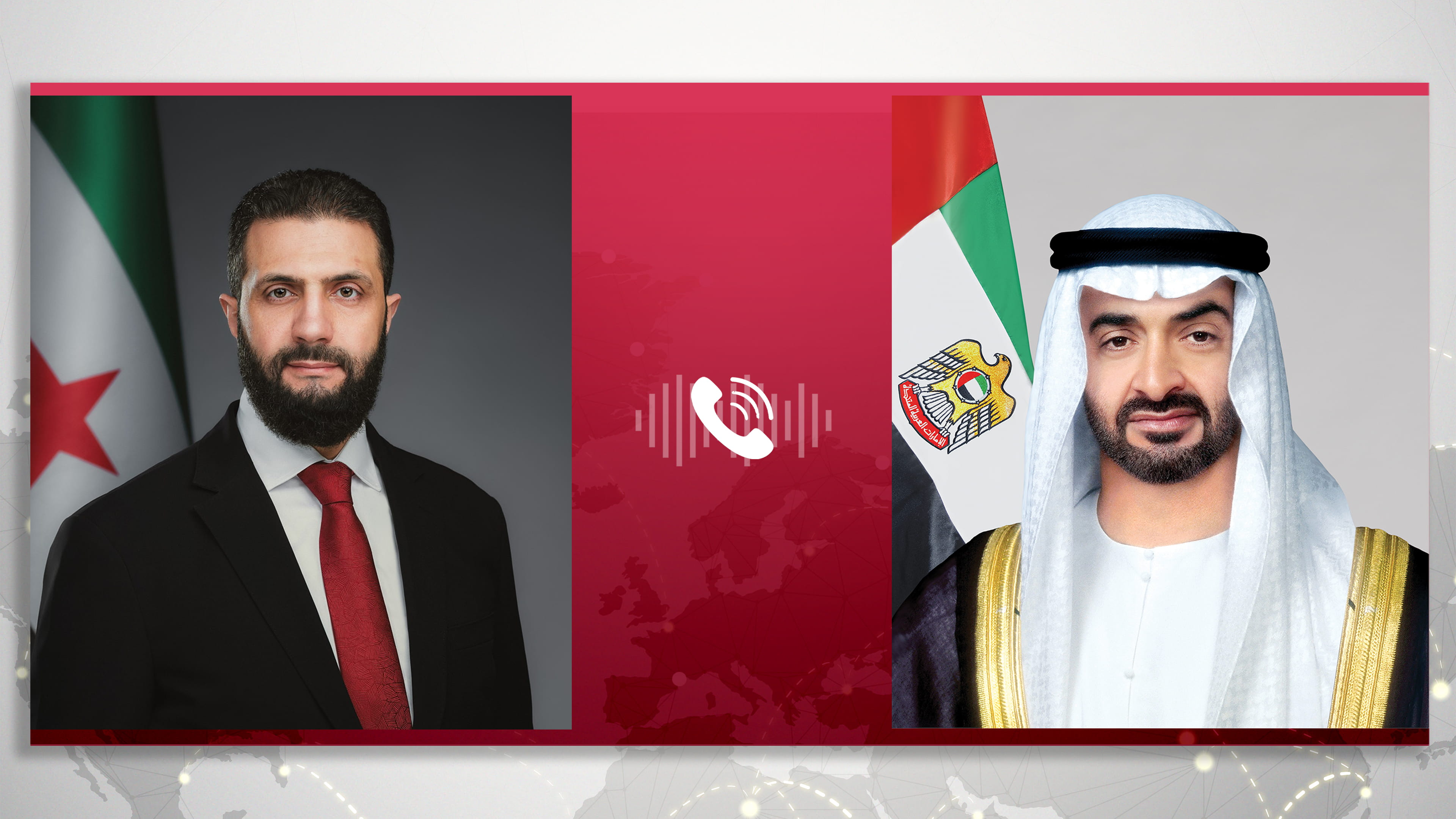 صورة بعنوان: رئيس الدولة والرئيس السوري يبحثان هاتفياً التطورات الإقليمية 