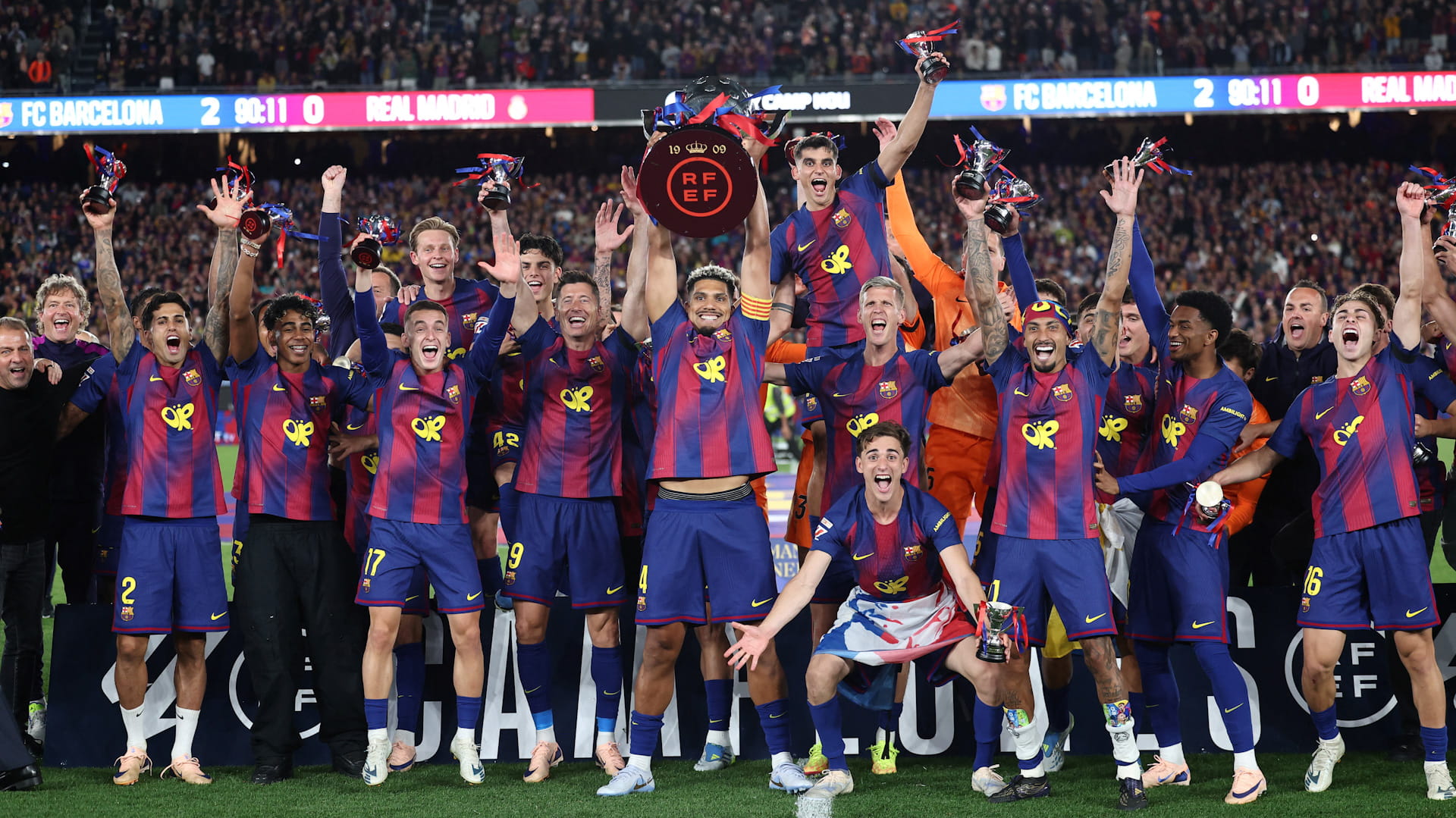 Image for the title: Barca claim La Liga title with Clasico win over Real Madrid 