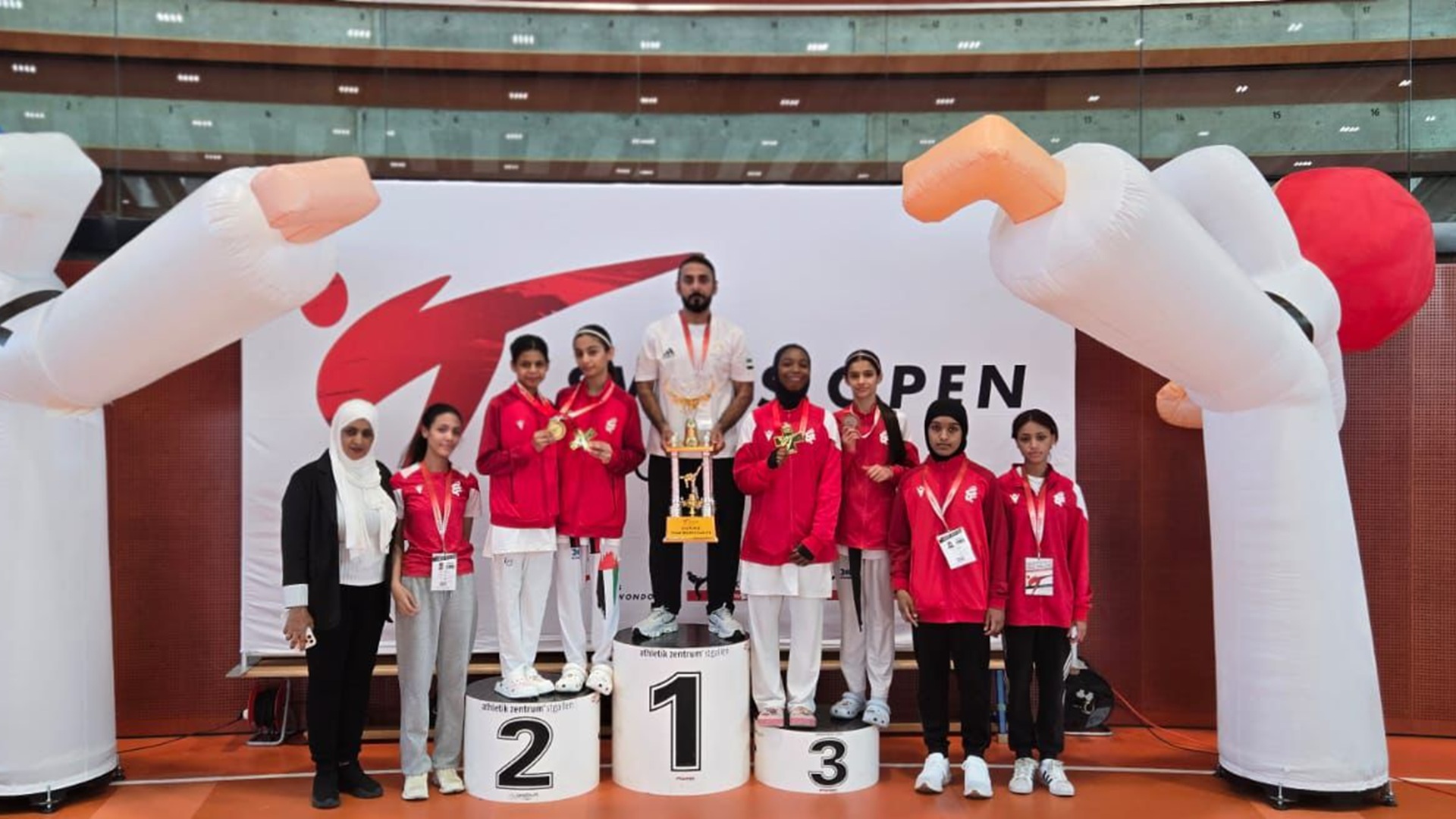 Image for the title: Sharjah women win gold and cup at Swiss Open Taekwondo 
