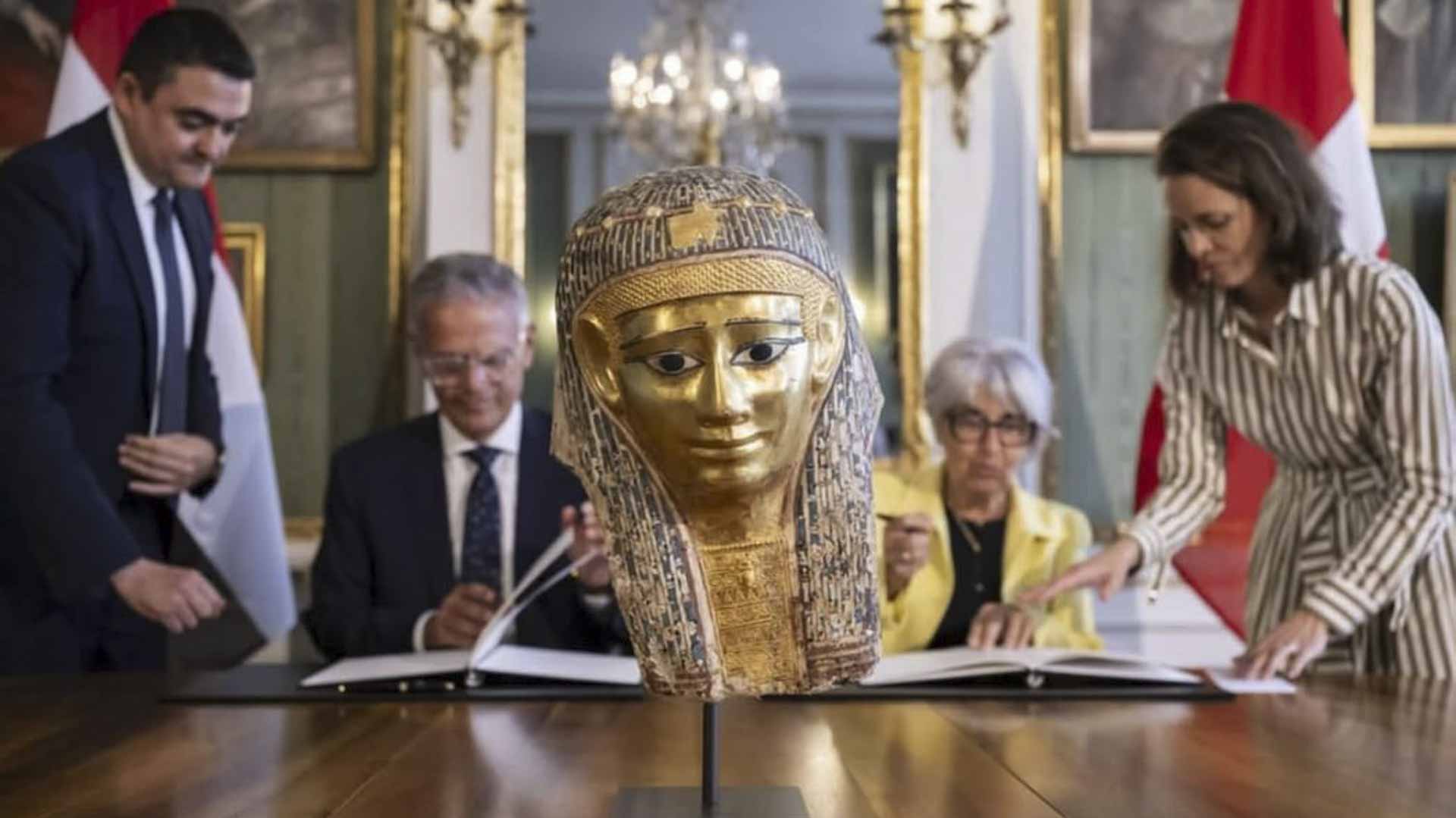 Egypt recovers ancient gold mummy mask from Switzerland